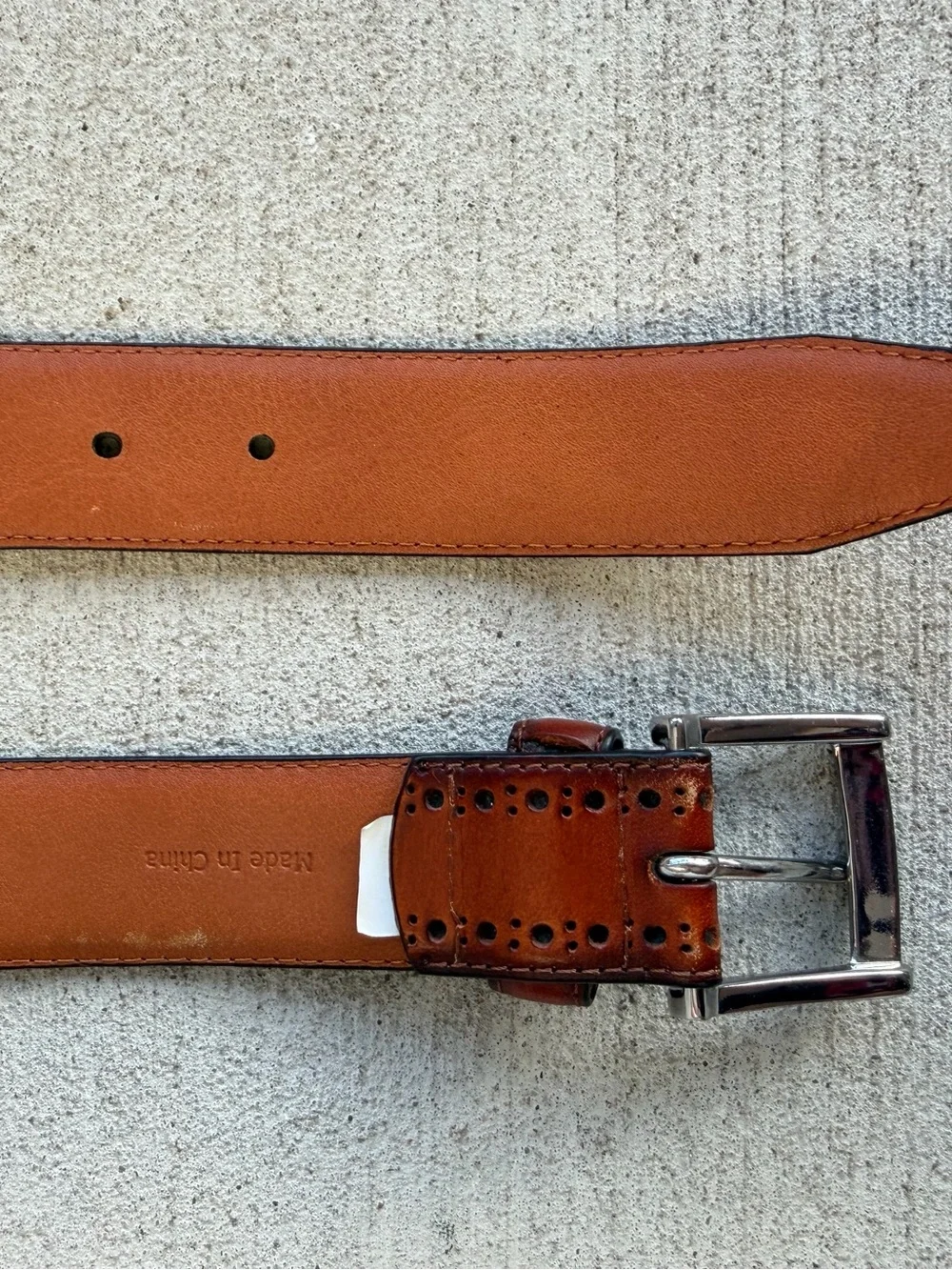 Johnston & Murphy Genuine Leather Brown Brogue Dress Belt Size 40